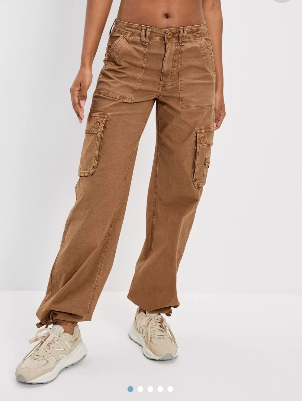 American Eagle Outfitters Brown Canvas Stretch Baggy Jogger Cargo Pants Straight - Picture 1 of 14